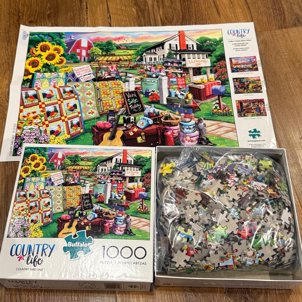 “Country Yard Sale” By Buffalo 1000-Pieces Jigsaw Puzzle (26.75” x 19.75”)(EUC) - Picture 5 of 6